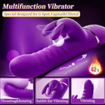 Thrusting Vibrator Dildo Sex Toys For Women - 4 In 1 One Click Burst Rabbit Vibrator With 8 Bunny Flapping 8 Vibrating 3 Thrust Heating Function Clitoral Stimulator G Spot Vibrator Waterproof