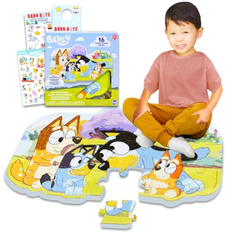 Foam Puzzle Mat Set - Bundle With 16 Pc Foam Floor Puzzle For Kids Plus Stickers, More | Jigsaw Puzzles For Kids, Boys, Girls