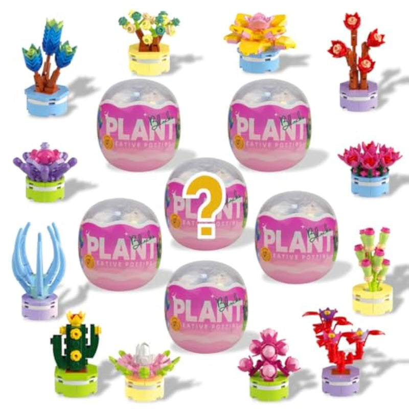 6 Pack Random Succulent Plants Building Block Toys In Plastic Eggs Blind Packaging For Kids Boys Girls Teens Christmas Stocking Stuffers Gifts Party Favors