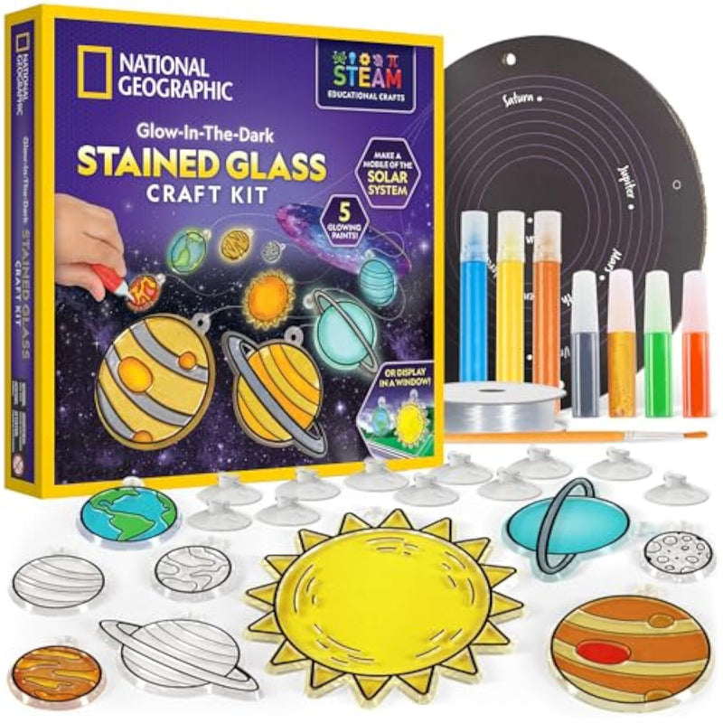 National Geographic Solar System Stained Glass Suncatcher Craft Kit for Kids