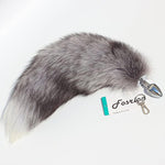 Multi-Function Fox Tail Anal Plug With Stylish Keychain Attachment (Gray, Small Plug)