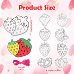 Color Your Own Strawberry Ornament Craft Kit with 32 Ribbons for Kids