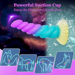 Fantasy Dildo Big Dildo,8 inch Suction Cup Dildos for Prostate & G Spot,Pink & Blue Soft Curved Big Dildos with Ribbed,Silicone Unicorn Anal Sex Toy for Men Women Couples