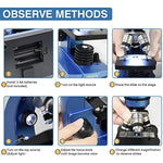 Microscope For Kids Beginners Children Student, 40X- 1000X Compound Microscopes With 52 Pcs Educational Kits