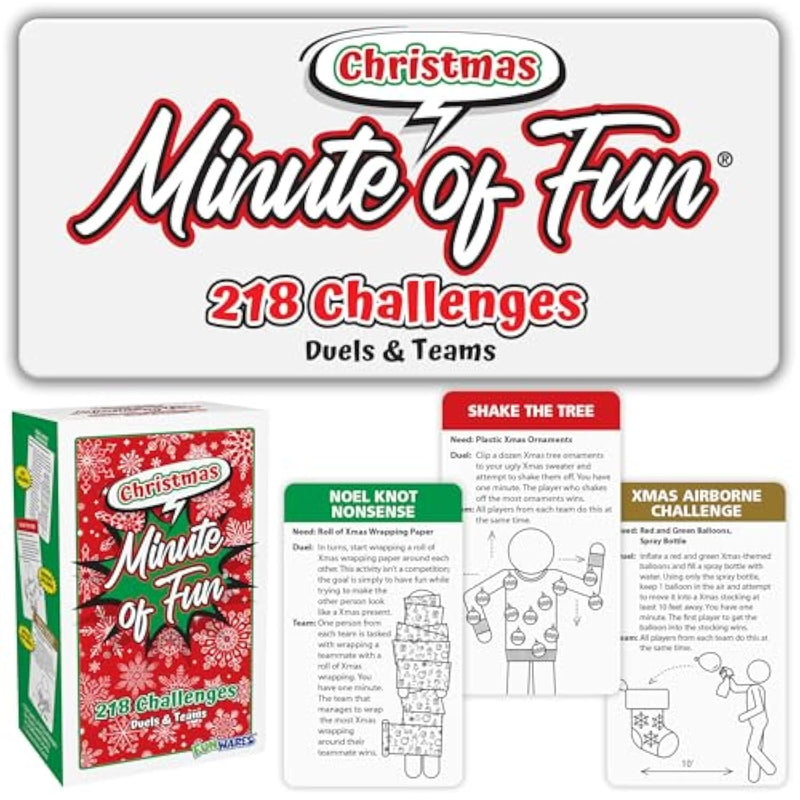 Christmas Special Edition, 218 Minute Of Fun Games - Minute To Win It Family Party & Travel For Kids & Adults, 2-12 Players! Play With Everyday Household Items.