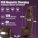 9 Inch Thick Black Dildo Sex Toys, Heated Realistic Huge Thrusting Dildos with 9 Thrusting & Vibrating Modes for G-Spots clit Anal stimulater for Women Couples Play (9 Inch)
