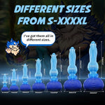 GRAEMEN 10.8 Inch Fantasy Wolf Dildo, Medium Firm Platinum Silicone Monster Toy with Knot Shaft, Textured Veins & Strong Suction Cup for G Spot, Prostate & Anal Play - Blue