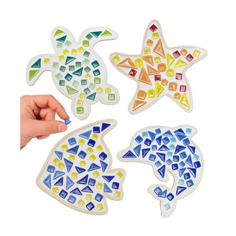 DIY Mosaic Kit for Kids Ages 8-12, Makes 4 Sea Creature Art Projects