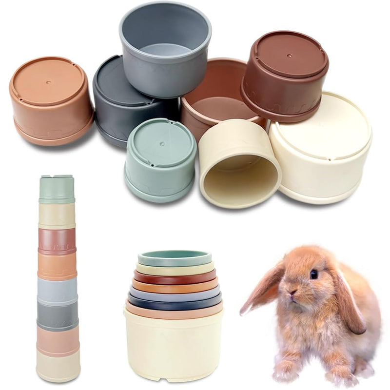 8 Pcs Stacking Cups For Rabbits, Bunny Toys, Bunny Stacking Cups To Play Wi