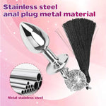 Hollowed-Out Sex Toy Flower Bell Anal Plug Erotic Products Binding And Adjusting Tassels Bell Metal Anal Plug(Black)