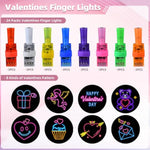 Valentines Day Gifts For Kids, 24 Packs Valentines Cards With Led Finger Lights Valentines Light Up Toys For Kids School Classroom Exchange Valentine’S Day Party Favors Gifts