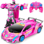Transform Rc Cars Toys For Kids 4 5 6 7 8, 2.4Ghz Princess Remote Control Car Robot One-Button Deformation, 360° Rotation Transforming Cool Toys For Girls Birthday Gifts
