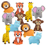 Vinyl Zoo Animals Toys (Pack Of 12) - Assorted Squeezable Toys Safari Animals Figures - Safari Birthday Party Favors For Kids, Jungle Figures For Fun Bath & Play Time