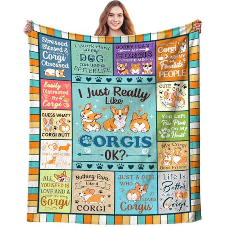 Cute Puppy Corgi Blankets Gifts For Corgi Lovers Women Grils,Corgis Plush Stuff Throw Blanket Dog Lovers Gifts For Kids Women Men Aults 60"X50"