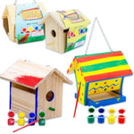 2 Pack DIY Birdhouse & Bird Feeder Painting Kits, Wooden Outdoor Crafts for Kids
