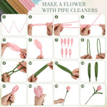 500 Pcs Pipe Cleaner Flower Kit, 5 Boho Colors, 12 Inch Chenille Stems