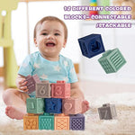 3 In 1 Montessori Toys For Babies 0-3-6-12 Months, Soft Baby Teething, Stacking Building Blocks For Infants, Sensory Developmental Education Toys For Toddler Baby 12-18 Months,23 Pcs