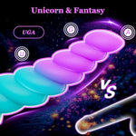 Beginner Dildo 5 Inch Anal Dildo, Small Suction Cup Dildos For Prostate & G Spot,Pink & Blue Soft Curved Dildos With Ribbed, Silicone Unicorn Realistic Dildo Anal Sex Toy For Men Women Couples