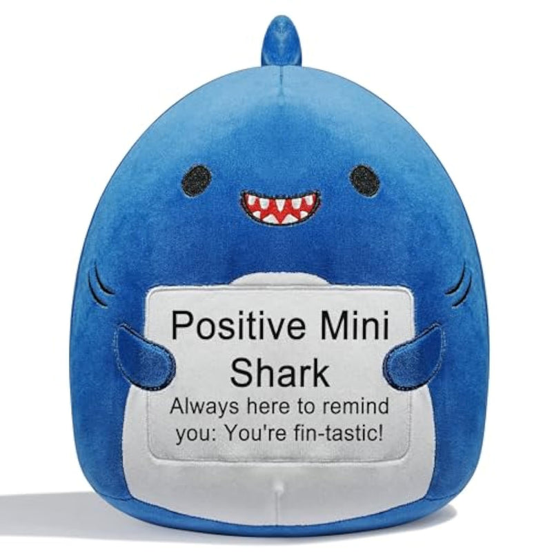 Positive Animal Stuffed Shark Plush Emotional Support, Funny Cute Plushies Inspirational Motivational Encouragement Shark Loves Gifts For Women Men Sea Animals Present With Support Message
