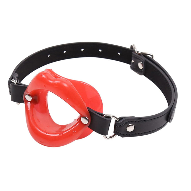 Leather Restraints Ball Mouth Plug Silicone Bondage Ball Gag Red Lips Bdsm Toys Adjustable Strap Adult Toys Silicone Restraint Slave Sm Game For Lover Couple (B4)