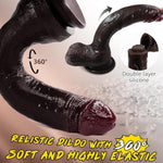 8.66 Inch Realistic Silicone Dildo - Real Touch-Safe Design With Super Strong Suction Cup, Lifelike Black Adult Toy For Hands-Free Vaginal & Anal Stimulation