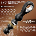 Vibrating Anal Beads Anal Plug With 10 Vibration & Rotation Modes For Beginner, Vibrating Butt Plug Male Prostate Massager Anal Wand With Pull Ring Design, Prostate Vibrator Dildo For Men Women Couple