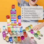 30 Pcs Mixed Acrylic Blocks Set - 10 Long (2.5X2.5X5Cm) + 20 Cube (2.5X2.5X2.5Cm) Rainbow Gem Blocks, Sensory Stacking Toy For 1 2 3 4 Years Old, Boys Girls Gift With Rich Building Possibilities