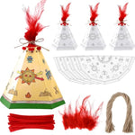 24 Set Color Your Own Teepee Craft Kit for Kids with Bars, Rope & Feathers