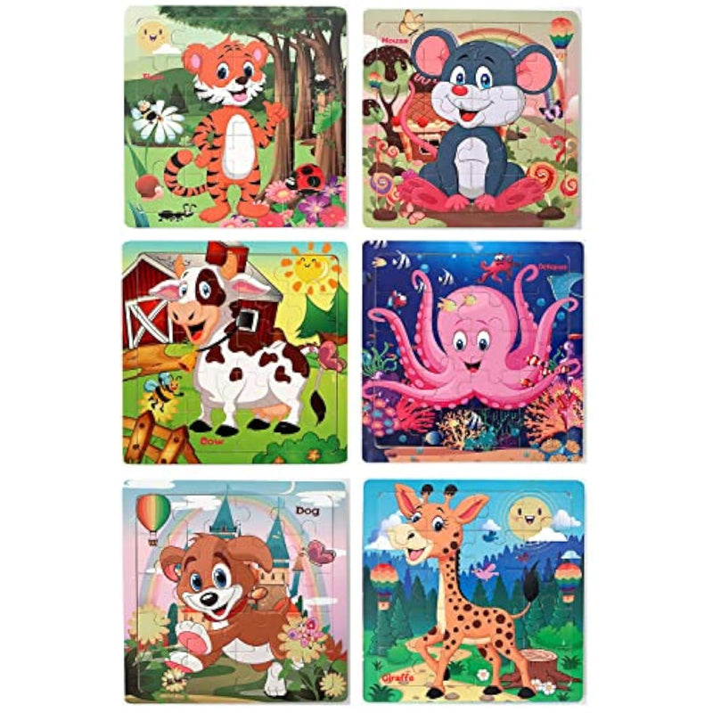 Puzzles For Kids Ages 3-5 Year Old 20 Piece Colorful Wooden Puzzles Set Of 6 Vibrant Theme Brain Development Learning Toys Set For Boys And Girls (6 Puzzles)