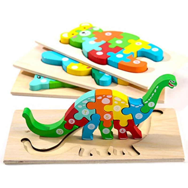 Wooden Toddler Puzzles For Kids Ages 2-4, Montessori Toys For 3 Year Old, Animal Toddlers Toys Ages, 4-Pack Learning Toddler Puzzle