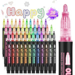 36 Color Metallic Outline Markers for Kids & Adults, Drawing, Cards & DIY Crafts