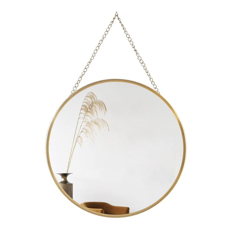 Hanging Circle Mirror Wall Decor Gold Round Mirror With Hanging Chain For Bath