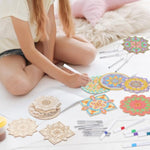 18 Sets DIY Wooden Wind Chime Craft Kit, Color Your Own Hanging Ornaments