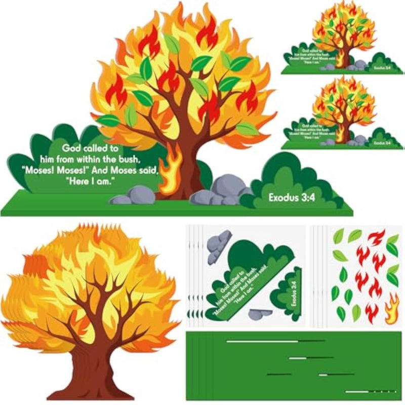 24 Set 3D Burning Bush Craft Kit for Kids, Baby Moses VBS Sunday School Activity