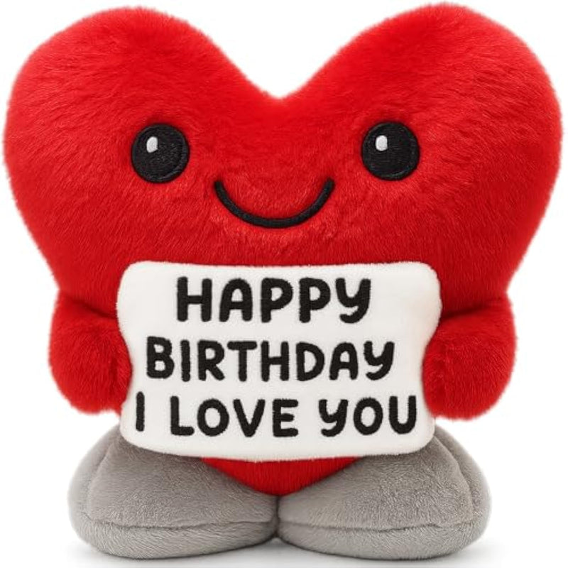 Happy Birthday Gifts For Men Women Friendship Husband Mom Dad Him Her Teen Girls Boys Bestie Fluffy Stuffed Animals Positive Inspirational Red Heart Christmas Decorations For Home - 5.7Inch
