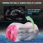 6.41" Dolphin Animal Pussy Halobios Male Masturbators, Pocket Pussy W Shaped Silicone Men Masturbator Toy With Vaginal Anal Tunnel, Silicone Dual Channel Men Masturbator Penis Excercise Toy