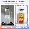 2 Quart (2 Liter 68 oz) Square Glass Pitcher with Lid and Spout, Water Pitchers with Handle for Fridge, Borosilicate Glass Carafe for Hot/Cold Drink, Large Jug for Iced Tea, Coffee,Juice,Milk,Beverage