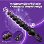 Thrusting Anal Beads Vibrator Prostate Massager, Anal Sex Toy Anal Toys with 9 Thrusting Vibration Modes & APP Control, Sex Toys for Men Women Couples, Anal Training Stimulator Male Vibrator