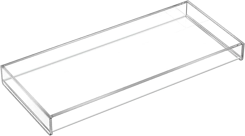 Vanity Tray, Toilet Tank Storage Tray, Acrylic Bathroom Tray Bathtub Tray Bathroom Vanity Organizer Clear Perfume Tray Countertop for Soap, Towel, Tissue, Candle, Plant, 11.8 × 5 × 1.2 inch