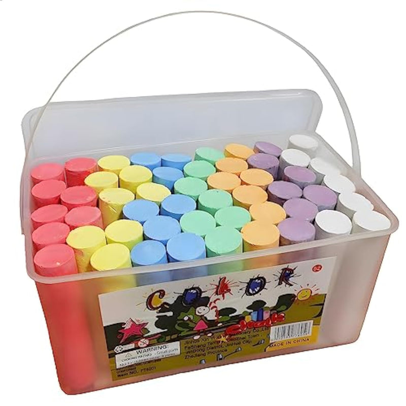 52 Pcs Washable Sidewalk Chalk Set, 7 Colors Jumbo Outdoor Chalk for Kids