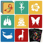 20 Piece Kids Stencil Set for Painting with 5 Scratch Paper Sheets