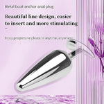 4 Pcs Metal Silvery Butt Plug Set With Anchor Jewelry Base Adult Sex Sm Toys Smooth Metal Anal Plug Kit For Couple(B)