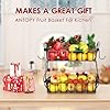 2 Tier Fruit Basket with 2 Banana Hangers, Countertop Fruit Vegetable Basket Bowl for Kitchen Counter Metal Wire Storage Basket Fruits Stand Holder Organizer for Bread Snack Veggies Produce