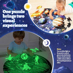 Glow In The Dark Solar System Jigsaw Puzzles For Kids Ages 4-8, 70 Pieces Kids Space Planet Floor Puzzle Toys Ages 8-10, Large Round Educational Puzzle Toys Gifts For Boys Girls Children