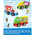 Wooden Magnetic Trains Cars - 8 Piece Educational And Skill-Building Wooden Toy For Boys And Girls Toys Train, Montessori Fine Motor Skills For Toddlers And Kids Ages 3+
