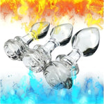 3Pcs Clear Rose Glass Anal Plug, Small Medium And Big Clear Glass Butt Plug Training Set Anal Plug Trainer Kit Sex Slave Anus Dilator Prostate Massage Anal Sex Toy For Women Men Couple