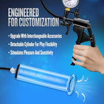 Blush Sex Toys- Male Performance Enhancement Vx8 Penis Pump 9.5" Cylinder, Silicone Strap, Gauge & Trigger Handle - Quick-Release Valve - Nterchange Compatible Pro-Grade Cock Size Extender Men Sex Toy