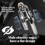 Cock Cage With Urinal Support, Flat Chastity Cage Male In Invisible Lock Design, Stainless Steel Chastity Devices Sm Adult Sex Toy For Men, Couples (Short,40Mm)