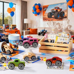 12 PCS Monster Truck Party Favors DIY Wooden Truck Craft Kit for Kids Birthday Party Decorations