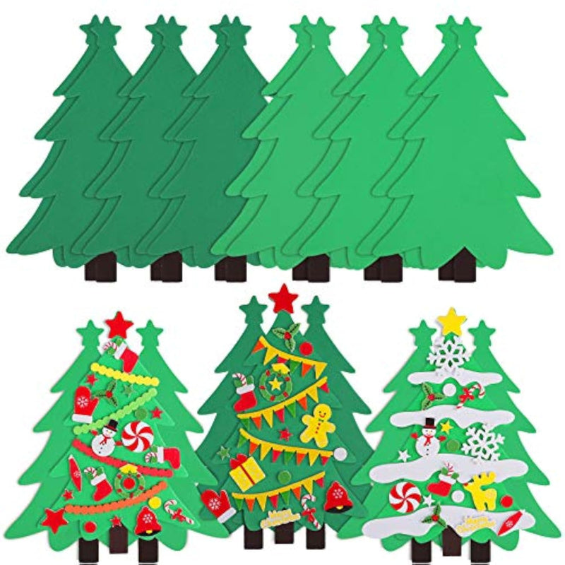 12 Pack DIY Foam Christmas Tree Craft Kits with Assorted Stickers